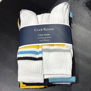 Club Room 8 pair crew socks,cushioned foot bed, multi colors-striped